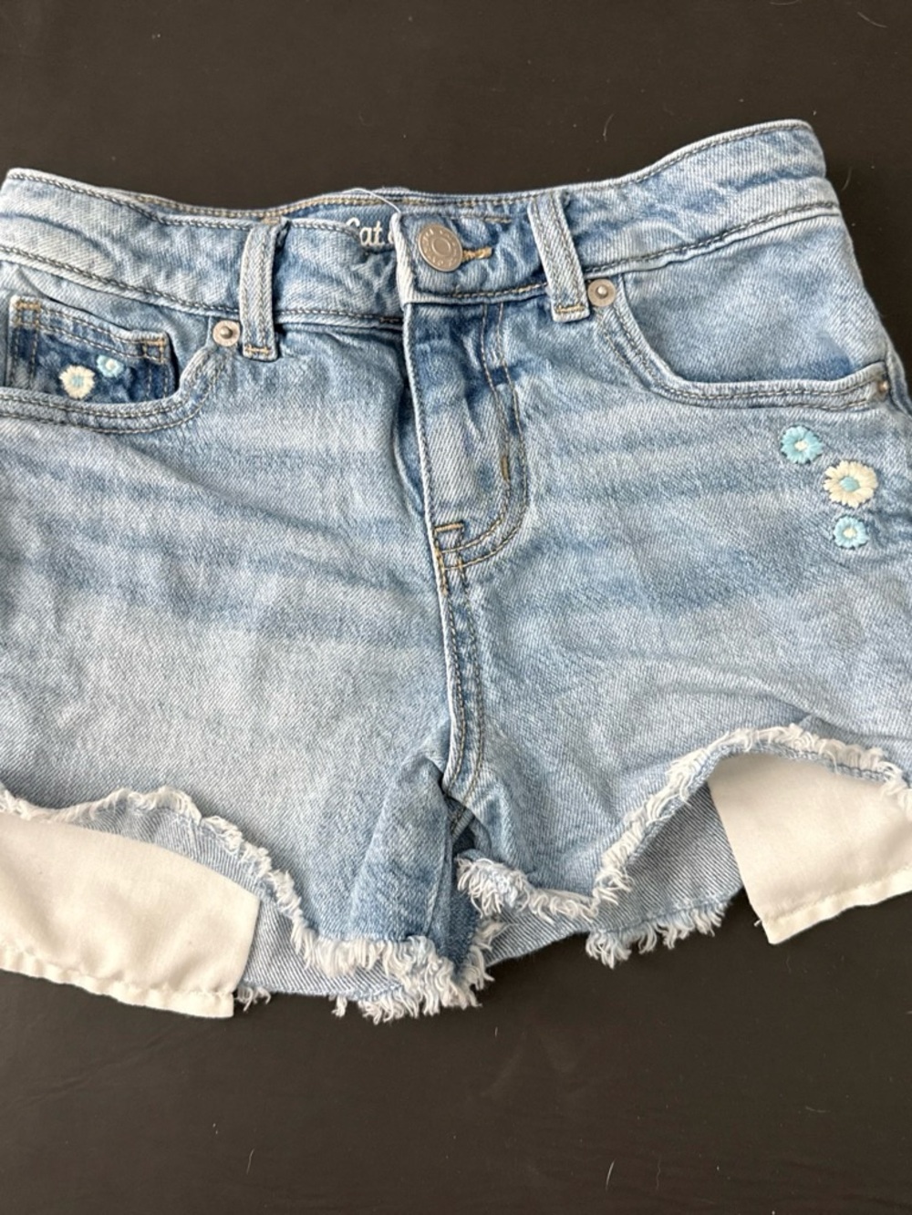 Cat & Jack Light Blue Denim Frayed Hem Girls Shorts